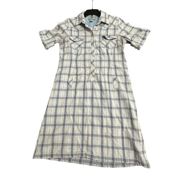 Horny‎ Toad 100% Cotton Snap Cuffed 3/4 Sleeves Medium Plaid Dress #EF3-4 - Picture 12 of 12